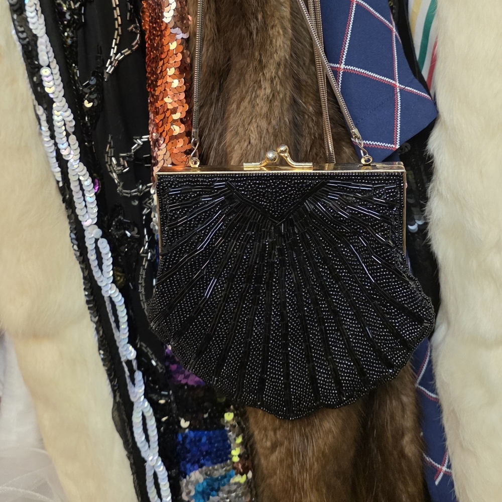Elegant Black Beaded Clutch